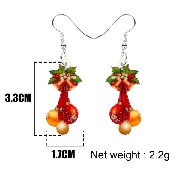 Christmas Ornament Dangle Balls Acrylic Earrings - Picture 5 of 5